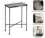 Kate and Laurel Sanzo Modern Metal Skinny Side Table, 17 x 9 x 24, Gunmetal, Rectangular Slim Bedroom Nightstand with Hammered Tabletop for Use as Bedside Accent or Narrow Living Room End Table