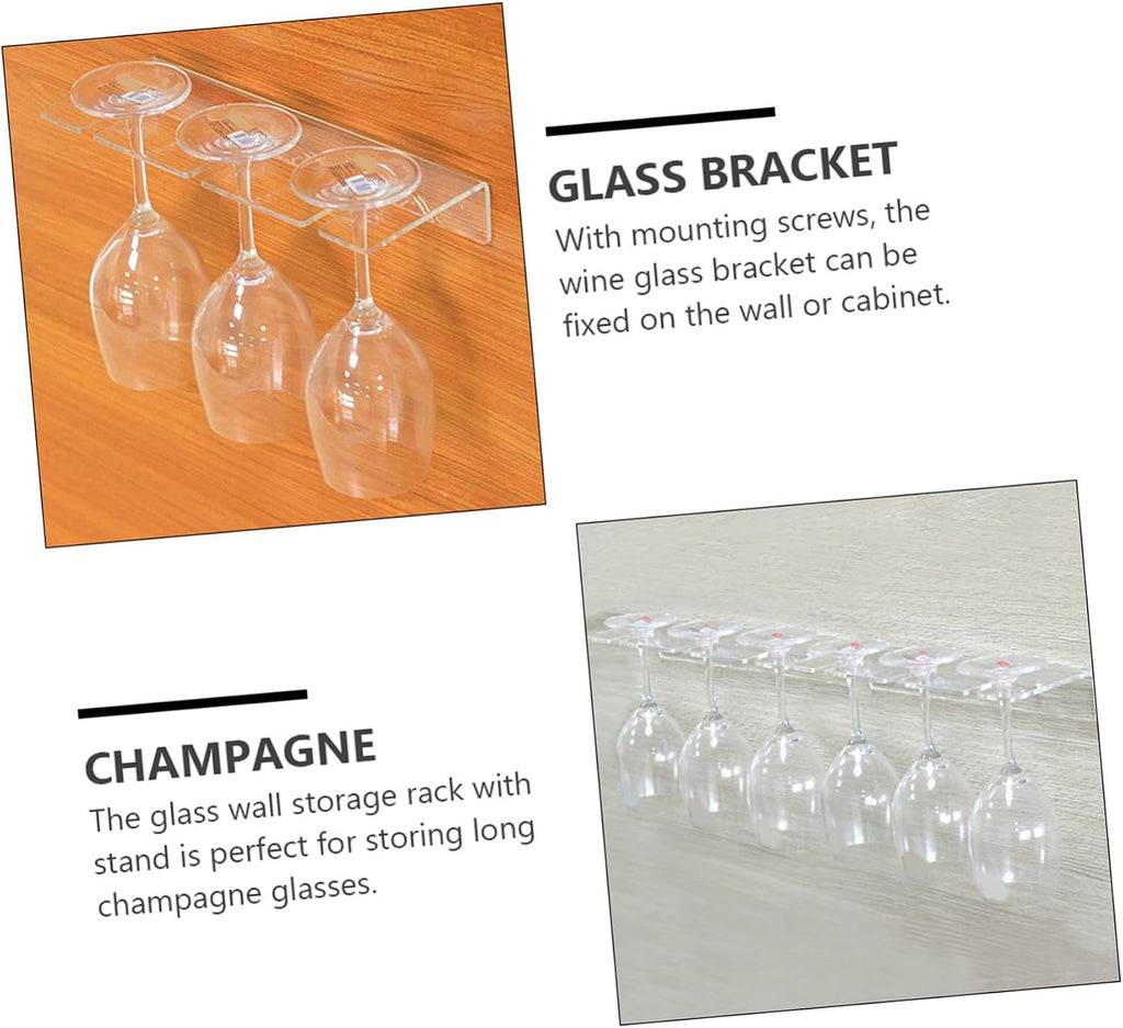 Wall-Mounted Acrylic Wine Glass Holder - 3 Positions Wine Storage Rack for Glasses Storage Hanger Space-Saving Goblet Rack