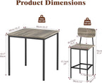 Kitchen Table and Chairs of 4, 5 Piece Dining Table Set | Sturdy Industrial Space Saving Dinette Set for Pub, Family Dinners, Apartment, Gray
