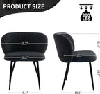 Modern Teddy Dining Chairs Set of 4, Comfy Kitchen Armless Chairs with Thick Cushions, Wingback Chair, Upholstered Dining Room Chairs with Metal Legs for Dining Room, Living, Black