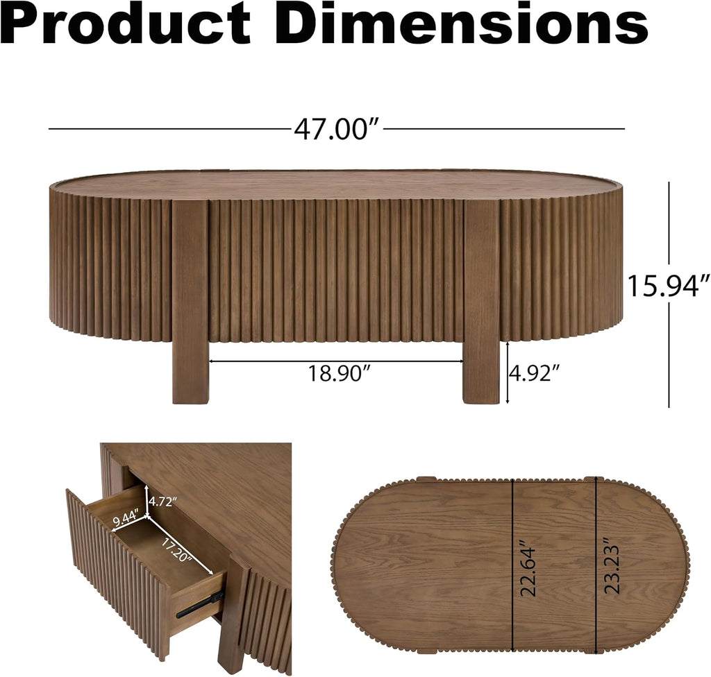 Christopher Knight Home Amano Modern Coffee Table Set of 2, Wooden Round Side Table and Coffee Table Set, Living Room Center Table Set, Walnut