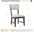 COLAMY Solid Wood Dining Chairs Set of 6, Mid Century Modern Upholstered Kitchen Chairs with 3.3" Thick Cushion, Farmhouse Dining Room Chairs with Level Legs & Wire-Brushed Finish, Brown