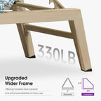 PURPLE LEAF Oversize Chaise Lounge Champagne Frame Set of 2, Pale Blue | 3-Year Color Retention PE Rattan, 2.4" Thickened Aluminum Frame, 16.14" Knee-Friendly Height, French-Inspired Style