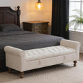 Chifee & Vingol 65" Storage Ottoman Bench Upholstered End of Bed Bench Modern Entryway Benches Double Openings Window Benches for Bedroom Living Room Entryway,Beige