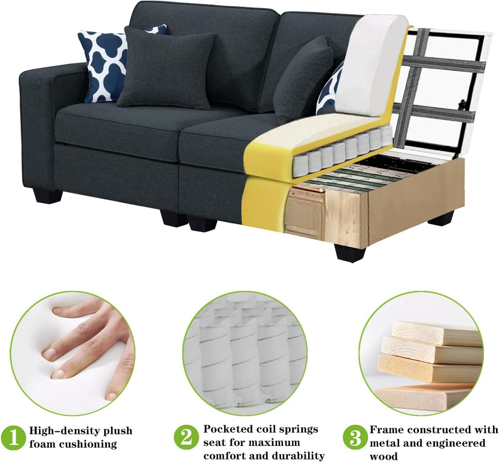 Legend Vansen Modular Sectional Sofa L Shaped Couch with Ottoman Modern Reversible Corner Sectional Couch for Living Room