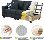 Legend Vansen Modular Sectional Sofa L Shaped Couch with Ottoman Modern Reversible Corner Sectional Couch for Living Room