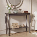 ChooChoo 39" Narrow Entryway Table with Storage Shelf, Espresso | Console Table with Curved Legs, Chic Accent Sofa Table with Shelves for Entryway, Living Room, Hallway