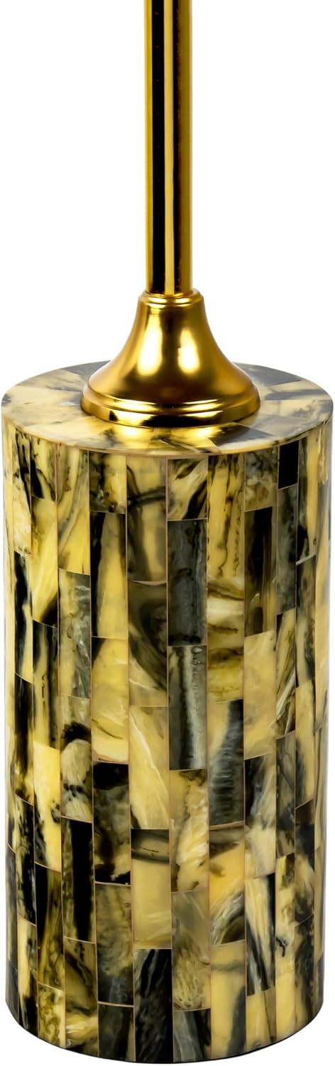 JONATHAN Y Hedda Gold Iron 23.5" Round Pedestal Drink Table with Yellow and Black Mosaic Top, Art Deco Candlestick Accent Side Table for Small Spaces, Living Room, Bedroom END1001A