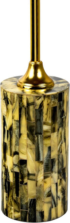 JONATHAN Y Hedda Gold Iron 23.5" Round Pedestal Drink Table with Yellow and Black Mosaic Top, Art Deco Candlestick Accent Side Table for Small Spaces, Living Room, Bedroom END1001A