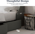 Allewie Queen Bed Frame with 4 Storage Drawers and Wingback Headboard, Button Tufted Design, No Box Spring Needed, Light Grey