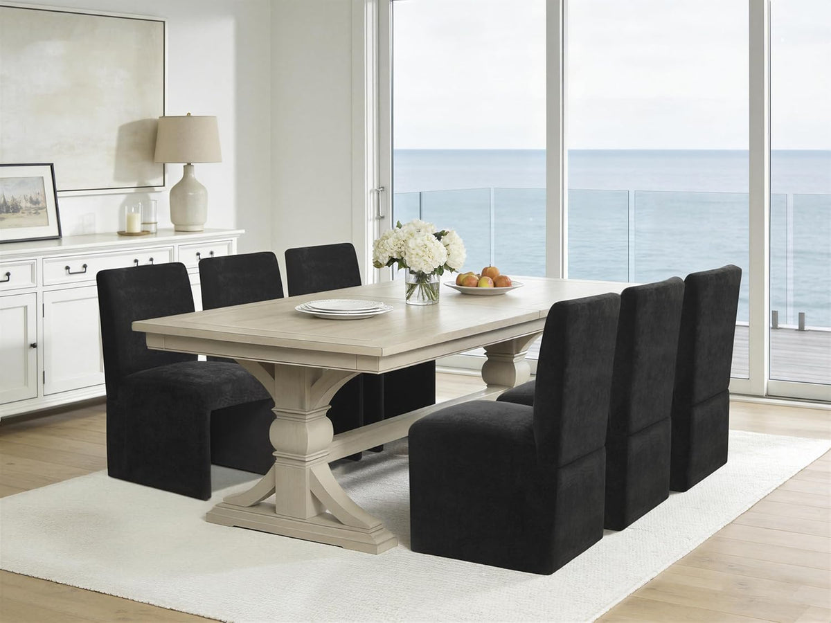 RNKSFX Black Upholstered Dining Chairs Set of 2, Kitchen & Dining Room Chairs, Mid Century Modern Chairs, Linen Dining Chairs with Wooden Frame, Fabric