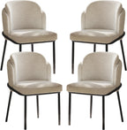 Modern Dining Chairs Set of 4 Cream White Upholstered Side Chairs with Curved Backrest Ergonomic Soft Seat Metal Legs Kitchen Dining Room Living Room Vanity Accent Chairs Mid Century Style