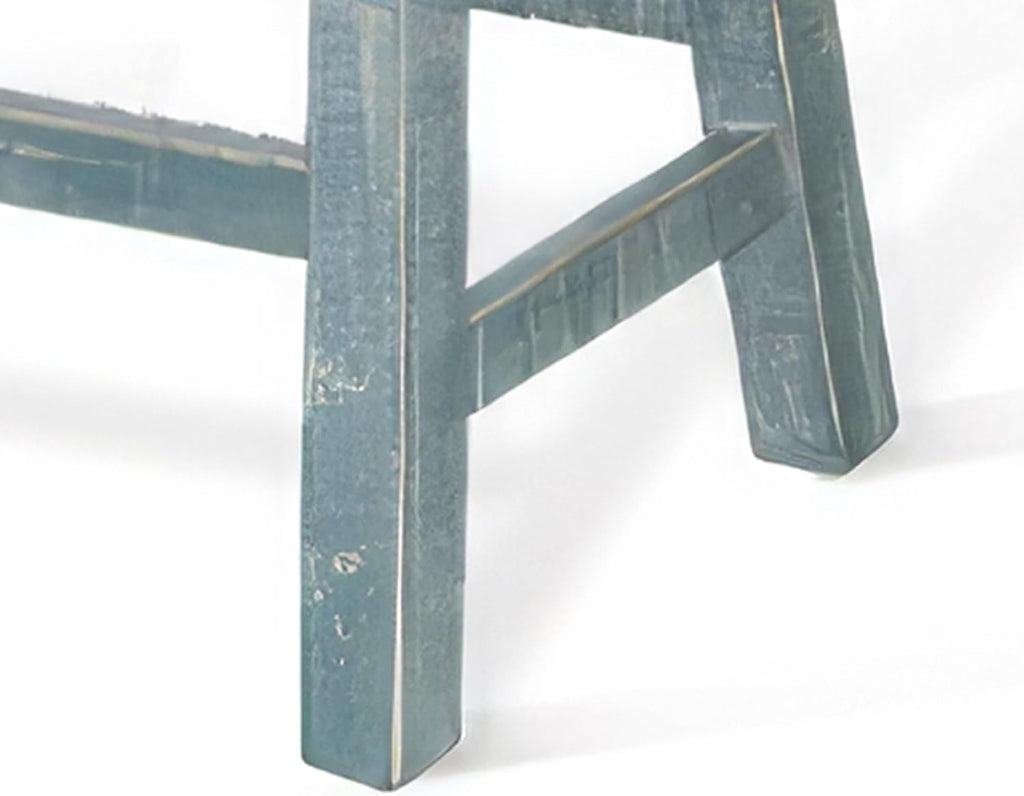 Rena Counter Height Bench, 33 Inch Seagrass Green Mahogany Wood Frame