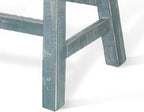 Rena Counter Height Bench, 33 Inch Seagrass Green Mahogany Wood Frame