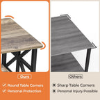 GreenForest Coffee Table for Living Room with Round Corners Farmhouse Style Center Table with Storage Shelf 39 Inch Space Saving Easy Assembly Gray Wash | for Living Room