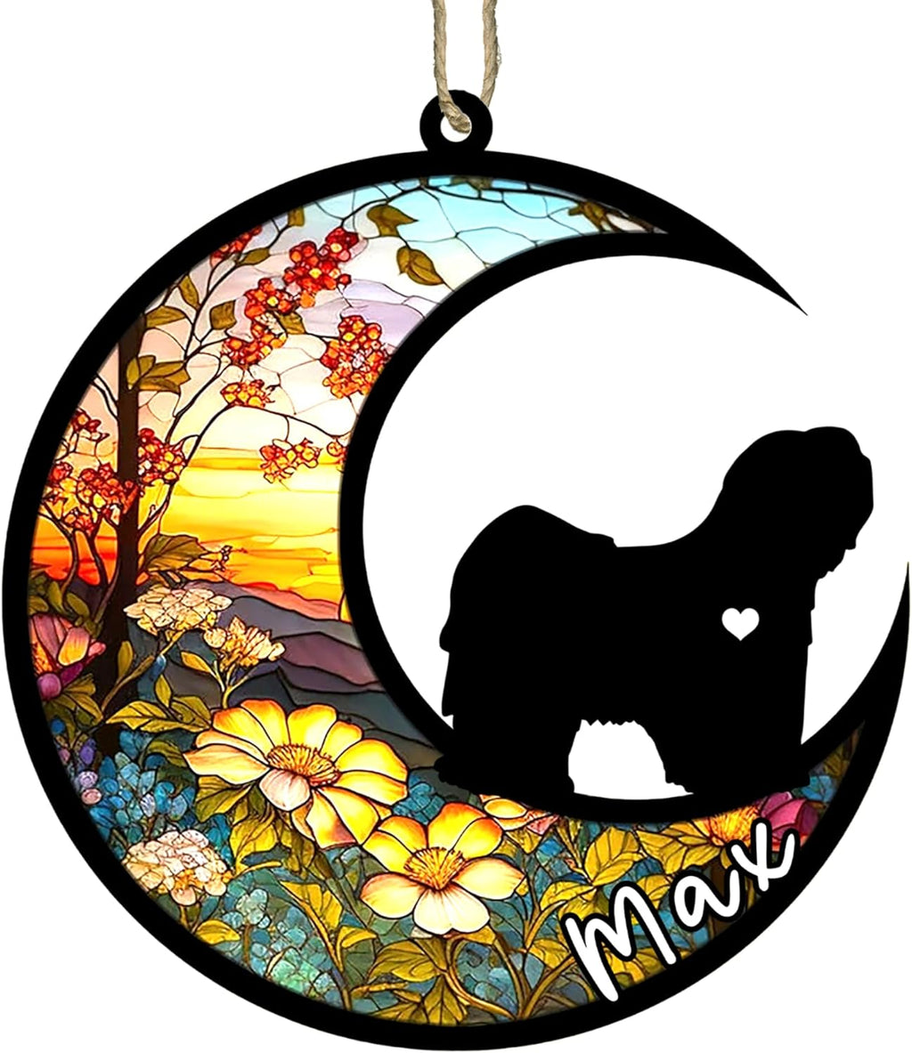 Personalized Dog Memorial, Custom Name Lhasa Apso Dog Christmas Ornament with Name, Custom Breeds, Pet Loss Light Catcher, Gifts for Lovers Loss of Pet Sympathy on Mothers Day Christmas