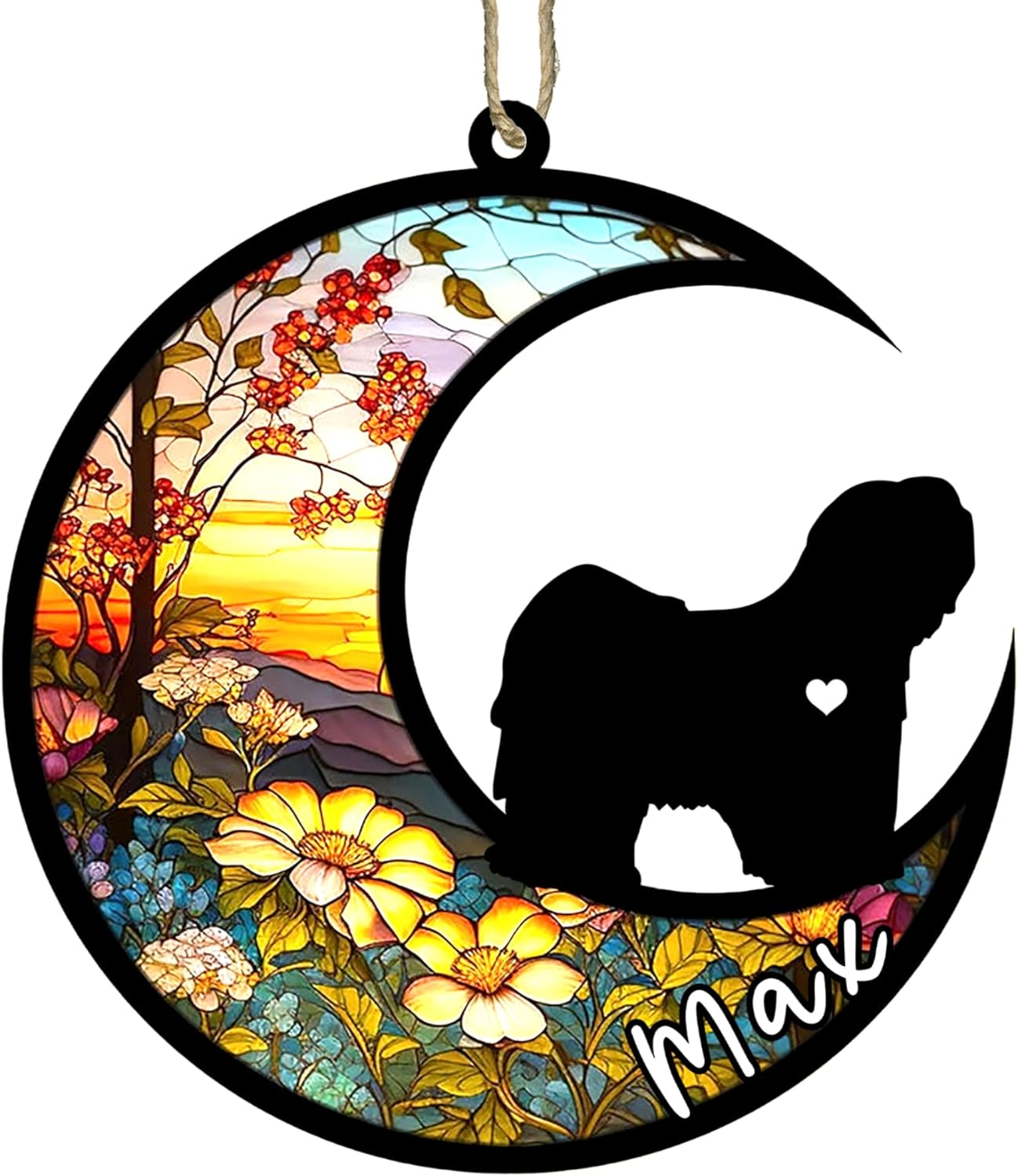 Personalized Dog Memorial, Custom Name Lhasa Apso Dog Christmas Ornament with Name, Custom Breeds, Pet Loss Light Catcher, Gifts for Lovers Loss of Pet Sympathy on Mothers Day Christmas