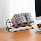MyGift 3 Slot CD Holder, 30 Capacity Black Metal Media Organizer Rack | Three-slot stand stores up to 30 jewel cases for CDs, DVDs, and video games in a compact tabletop design