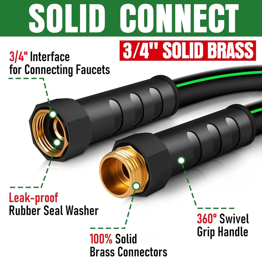 Heavy Duty Garden Hose 10ft, NON-EXPANDABLE Flexible Water Hose, Kink Resistant Lightweight Hybrid Hose, Leakproof Hose Male to Female Fittings