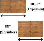 55-71'' Extendable Dining Table for 4 6 8, Reclaimed Pine Wood Kitchen Table with U-Shaped Leg, Rectangular Dining Room Table for Kitchen, Home Office, Living Room, Space Saving, Brown