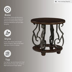 Signature Design by Ashley Frallyn Classic End Table with Curved Metal Supports, Dark Brown & Gray