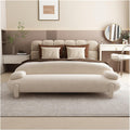 Modern Upholstered Long Bench, Modern Tufted End of Bed Ottoman Wood Frame,Accent for Entryway Dining Room Living Entryway(White,150 * 55 * 60cm)