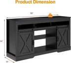 RoyalCraft Farmhouse TV Stand for 65+ Inch TV, Tall Entertainment Center | with Storage Cabinets and Sliding Barn Doors, Mid Century Modern Media TV Console Table for Living Room (Black)