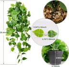 LOYWREE 35.4in Artificial Plants in Black Pot Realistic Fake Hanging Potted Greenery with Faux Ivy Vine & Pothos - Ideal for Shelf, Home, Office, Indoor & Outdoor Garden Decor
