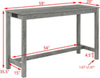 Knocbel Industrial 3-Person Counter Height Rectangle Bar Table Set with Power Outlet, 4-Piece Dinette Set with Padded Seat Stools, Apartment Condo Small Space Pub Bistro Dining Furniture Set (Grey)