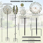 Viveta Large Outdoor Wind Spinner,21 * 85 inches Metal Wind Sculpture with 4 Sturdy Stakes,Green Double Wind Spinners,Decorative Windmill for Yard and Garden