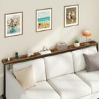 MAHANCRIS 102.3" Console Table with Adjustable Height(24.3"-32.7"), 5.9" Sofa Table Narrow Long with Outlet, L-Shaped Behind Couch Table, Skinny Console Table, Small Space, Rustic Brown CTHR826E01
