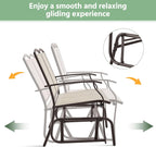 Yaheetech Glider Bench for Outside Patio 2-Person Outdoor Loveseat,Beige | Front Porch Bench and Patio Glider with Heavy-Duty Steel Frame for Backyard Poolside Garden and Smooth Gliding Motion for Two