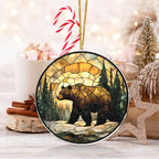 Bear Suncatcher – Grizzly Bear Window Hanging Art for Cabin Decor, Rustic Nature Wildlife Gift for Outdoors Lovers – Forest Animal Window Ornamen, Nature Lover Gift for Outdoors Enthusiastst (Sun-29)
