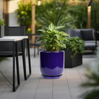 Ceramic Planter - 12 Inch Pots for Plants Ceramic Plant Pot Indoor with Drainage Hole and Saucer Large Planter Flower Pot Outdoor for Home Garden Decor Blue