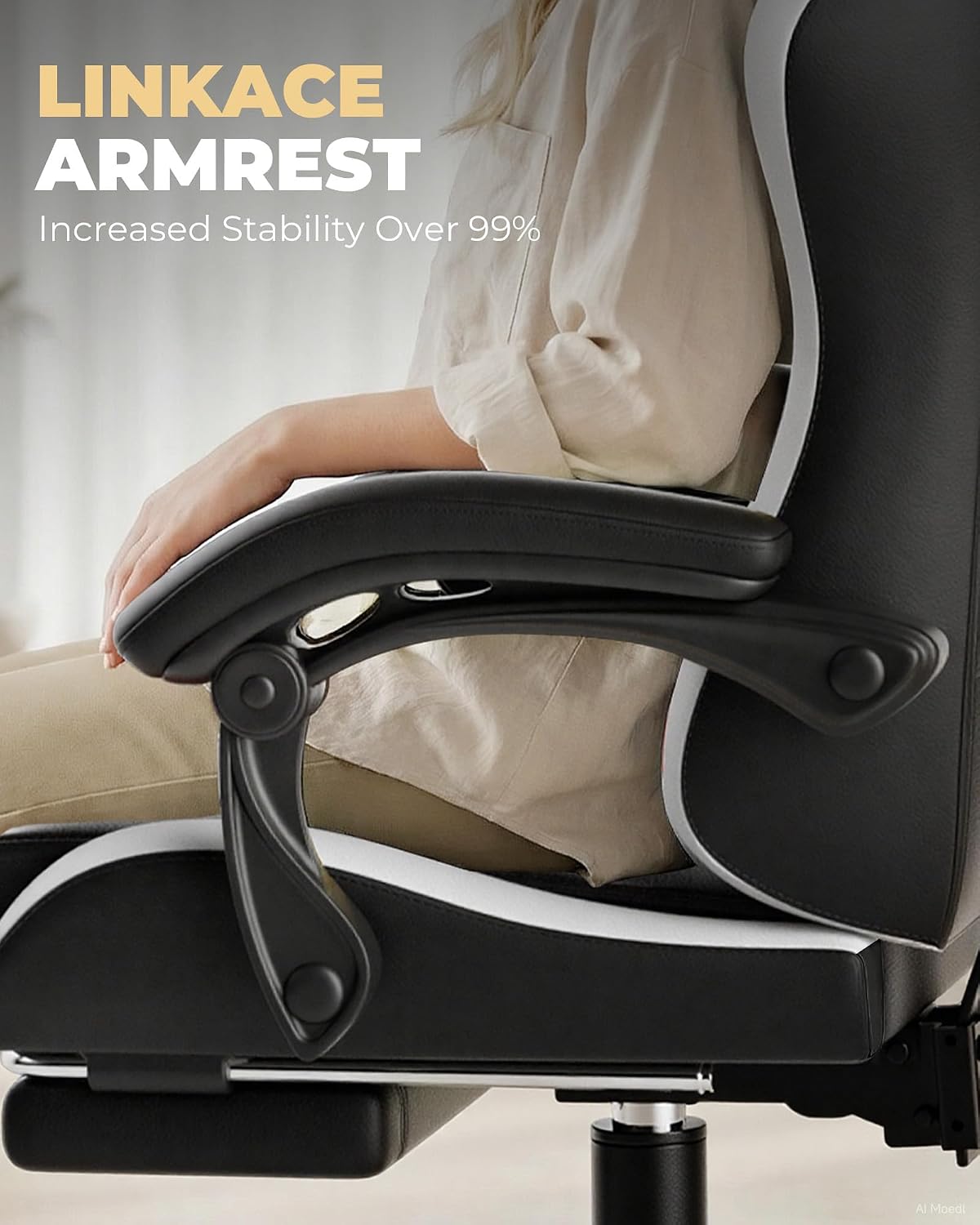 GTPLAYER Gaming Chair for Adults, Computer Chair with Footrest, Snow White | Ergonomic Video Game Chair with 90-155° Recline, Removable Headrest & Lumbar Support, All-Day Comfort for Home & Office