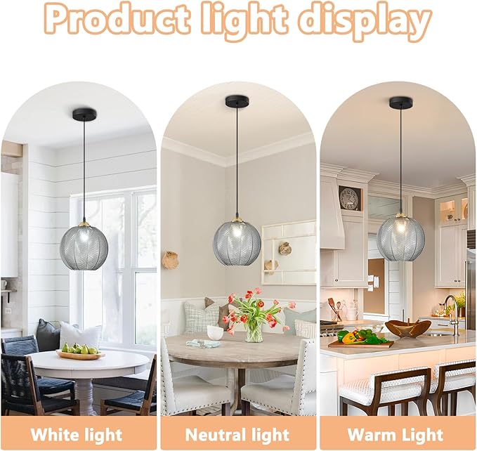 KCO Lighting Modern Smoke Gray Glass Pendant Light Kitchen Island Large Globe Farmhouse Pendant Lighting Adjustable Black Striped Glass Hanging Ceiling Lighting Fixtures Dining Room Lights