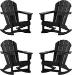 WestinTrends Malibu Outdoor Patio Porch Rocking Adirondack Chair (Set of 4), Black