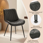 GarveeHome Dining Chairs Set of 6, Modern Dining Room Chairs with Thick Cushions, Upholstered Faux Leather Cushion Seat and Sturdy Metal Legs, Kitchen Side Armless Chair Black