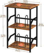 LOAKEKEL Record Player Stand, Large Vinyl Record Storage Up to 200 Albums, 3 Tier End Table with Removable Dividers, Tall Side Table for Living Room, Bedroom, Rustic Brown, HETCD020BR-1
