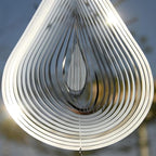 Wind Spinners, 2× 3D Stainless Steel Outdoor Hanging Wind Spinner, 2× Metal Pendants and 3× 360° Rotating Hooks with Wirerope, Reflective Decor for Outside Yard and Garden (Shape No.1)