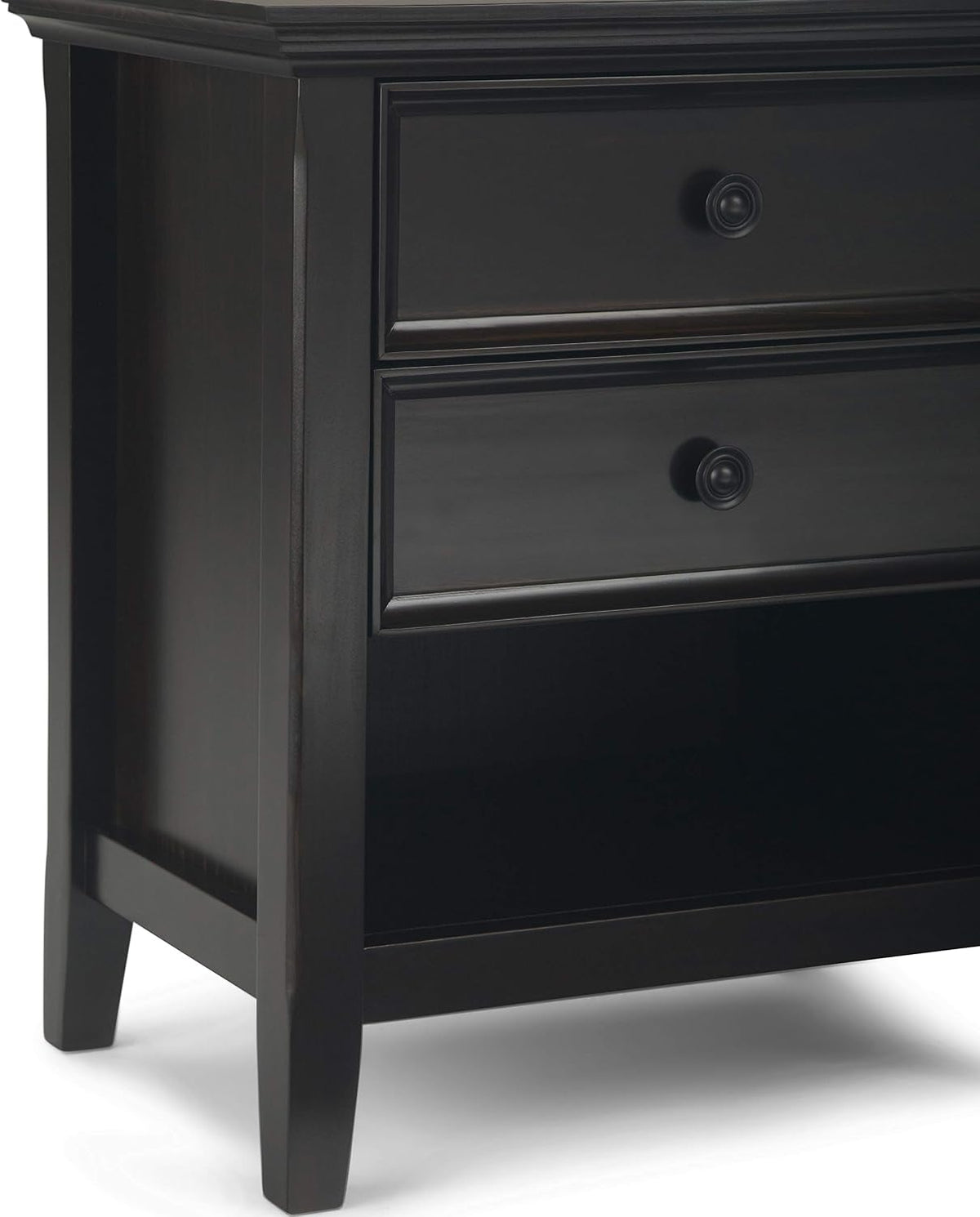 SIMPLIHOME Amherst Solid Wood 24 inch Wide Traditional-Style Bedside Nightstand Tables in Hickory Brown for the Living Room and Bedroom (Set of 2)