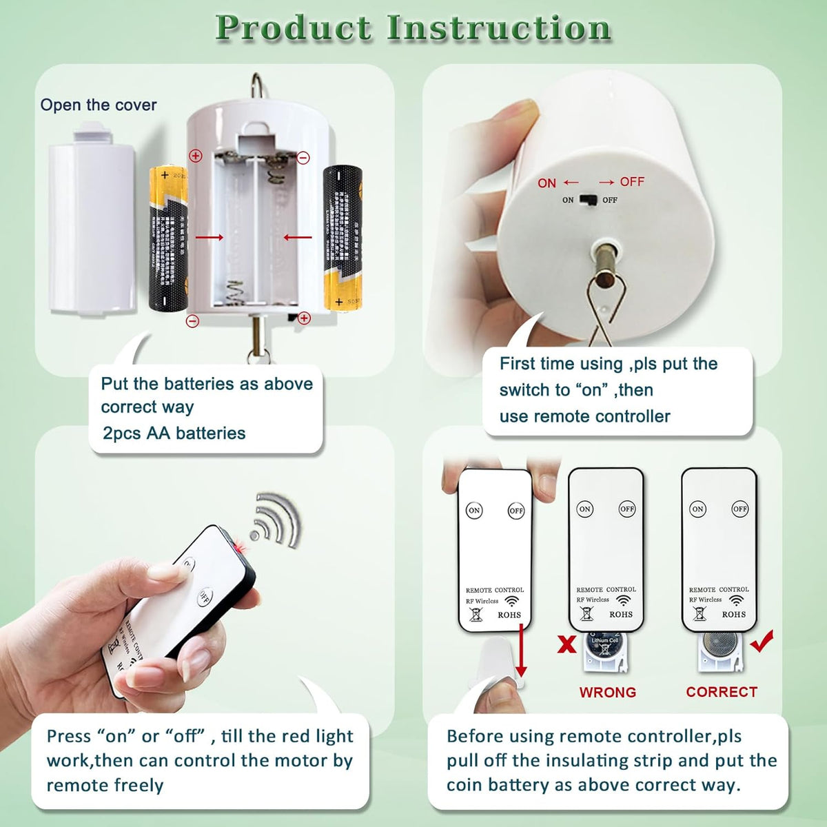 Fonmy Hanging Display Motor Rotating Motor w/ Remote Controller for Wind Spinner Hanging Decor Ornament Wind Chimes Battery Operated Motor-20 RPM Medium Speed