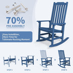 Outdoor Rocking Chairs Set of 2, Oversized All Weather High Back Porch Rocker, Patio Rockers for Outside