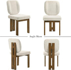 CIMOTA Modern Boucle Dining Chairs Set of 4, Upholstered Armless Side Chairs with Ergonomic Curved Back/Walnut Wood Legs, Mid-Century Accent Chairs for Kitchen or Dining Room, Beige