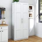 Kitchen Pantry Storage Cabinets, 70.87" Tall Pantry Cabinet with 2 Door and 3 Shelves, Farmhouse Kitchen Cabinets with Handles, Large Freestanding Storage Cabinet, White