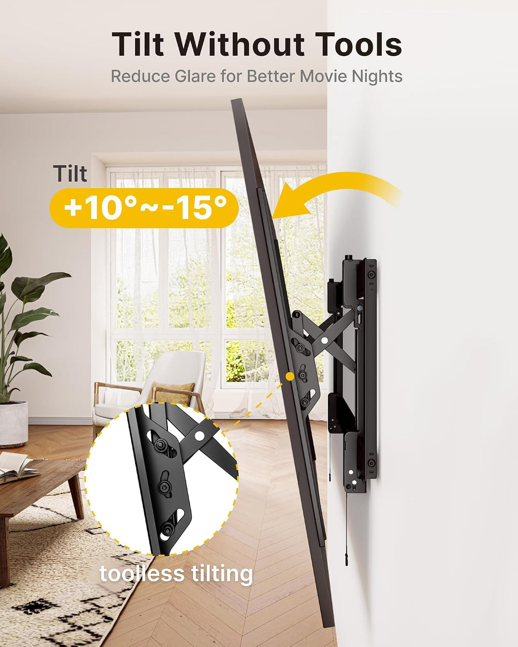 monTEK Heavy Duty Tilting TV Wall Mount for 55–105" Large TVs up to 200lbs | Tilt TV Mount,Low Profile,Swivel Adjustment,6.8" Extension, Max VESA 1000x600mm, Fits 16"/18"/24"/32" Studs,Quick Release