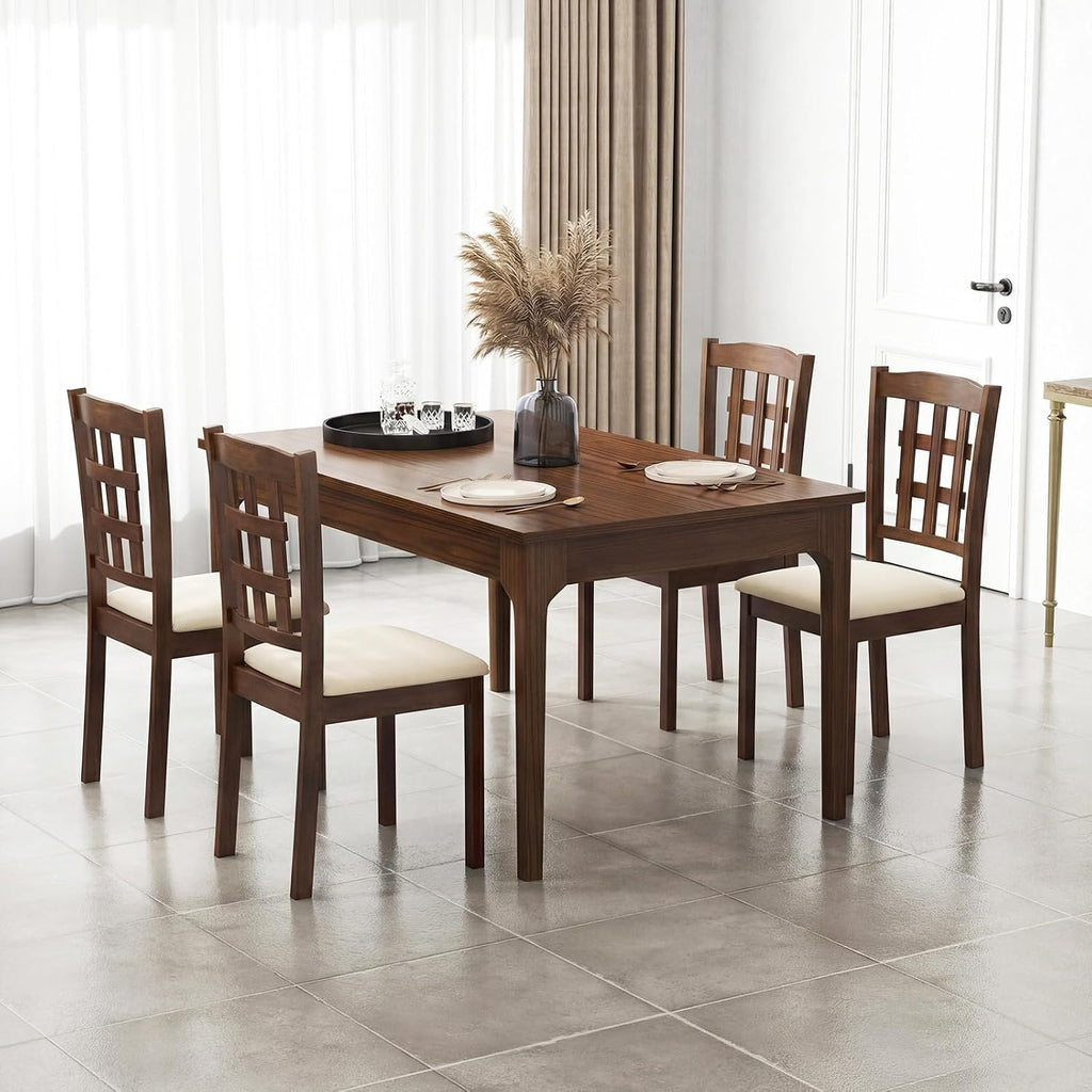 Giantex Wooden Dining Chairs Set of 4, Linen Fabric Upholstered Kitchen Chairs w/Rubber Wood Frame, Padded Seat, High Curved Back, Farmhouse Armless Side Chairs, Living Dining Room Restaurant