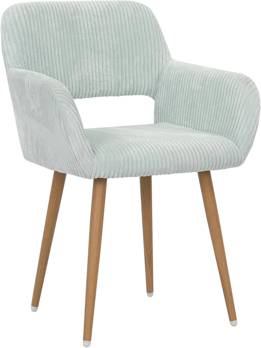 KCC Small Modern Dining Room Arm Chairs for Kitchen 1 PC,Blue | Mid-Century Upholstered Corduroy Fabric Side Seat Club Guest with Metal Tube Legs