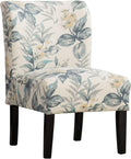 Roundhill Furniture Capa Print abric Armless Contemporary Accent Chair, Blue Leaves