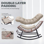 COMHOMA Outdoor Rocking Papasan Chair, Oversized Wicker Patio Rocker, Indoor Comfy Wicker Reading Lounge, Bed-Like Comfort Egg Chair for Bedroom,Balcony, Porch, Garden, Brown